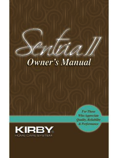 Owner’s Manual - Kirby Company