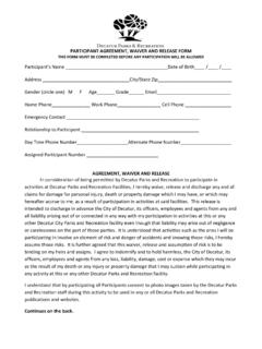 PARTICIPANT AGREEMENT, WAIVER AND RELEASE FORM …