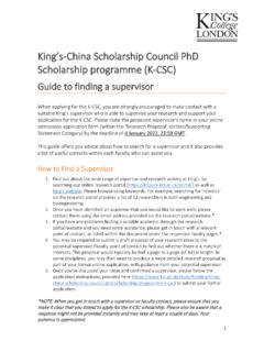 King’s-China Scholarship Council PhD Scholarship programme ...