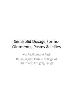 Semisolid Dosage Forms- Ointments, Pastes &amp; Jellies