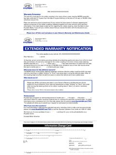 EXTENDED WARRANTY NOTIFICATION - Hyundai Motor …