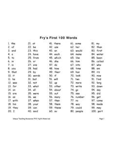 Fry’s First 100 Words - Unique Teaching Resources: Fun ...