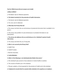 Test for HIPAA Course (Correct answers are in bold) 1.What ...