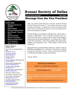 BSD NEWSLETTER PAGE 1 MARCH 2019 B onsai Society of …
