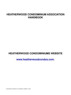 HEATHERWOOD CONDOMINIUM ASSOCIATION HANDBOOK