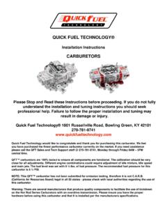 QUICK FUEL TECHNOLOGY&#174; - Holley