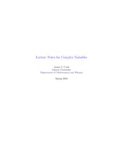 Lecture Notes for Complex Variables