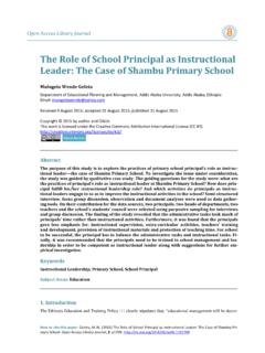 The Role of School Principal as Instructional Leader: The ...