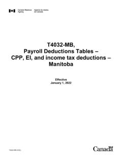 T4032-MB, Payroll Deductions Tables – CPP, EI, and income ...