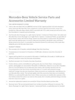 Warranty Mercedes-Benz Vehicle Service Parts and ...