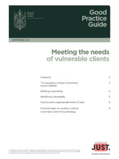 Meeting the needs of vulnerable clients - the PFS