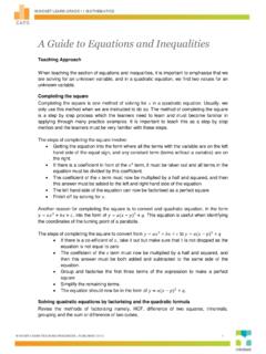 A Guide to Equations and Inequalities