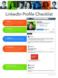 LinkedIn Proﬁle Checklist