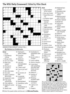 The WSJ Daily Crossword | Edited by Mike Shenk
