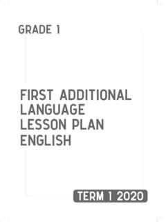 FIRST ADDITIONAL LANGUAGE LESSON PLAN ENGLISH