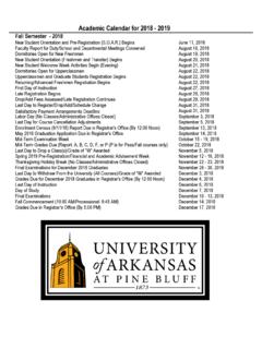 Academic Calendar for 2018 - 2019 - uapb.edu