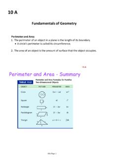 Perimeter and Area - Summary - University of Utah