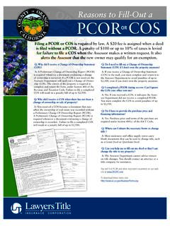 Reasons to Fill-Out a PCOR COS - Welcome to Lawyers Title