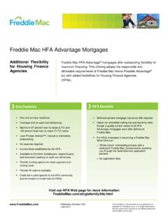 Freddie Mac HFA Advantage Mortgages