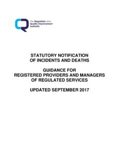 STATUTORY NOTIFICATION OF INCIDENTS AND DEATHS …