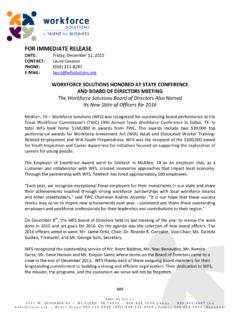 FOR IMMEDIATE RELEASE - Workforce Solutions
