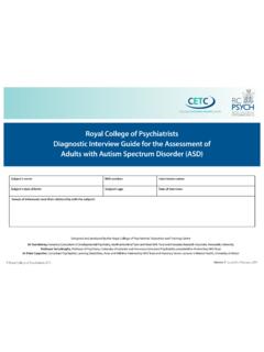 Royal College of Psychiatrists Diagnostic Interview Guide ...