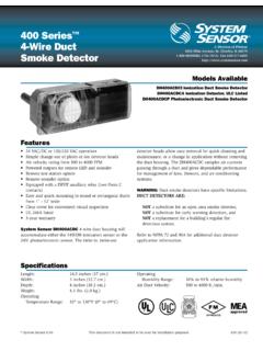 400 Series 4-Wire Duct Smoke Detector 1-800-SENSOR2 (736 ...