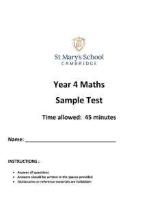 Year 4 Maths Sample Test - St Mary's School, Cambridge