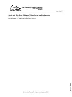 Abstract: The Four Pillars of Manufacturing Engineering
