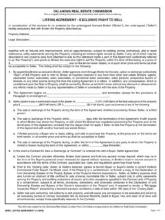 LISTING AGREEMENT - EXCLUSIVE RIGHT TO SELL - Oklahoma