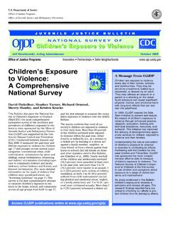 Children's Exposure to Violence: A Comprehensive National ...