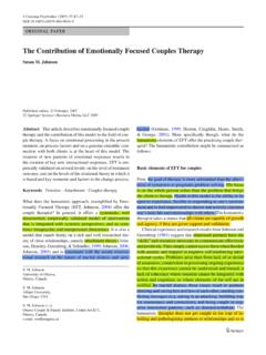 The Contribution of Emotionally Focused Couples Therapy