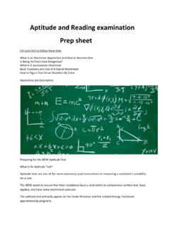 Aptitude and Reading examination Prep sheet - IBEW Local …
