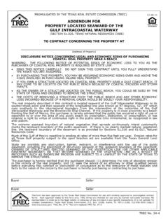 ADDENDUM FOR PROPERTY LOCATED SEAWARD OF THE …