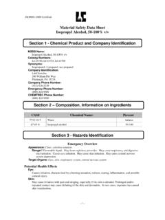 Material Safety Data Sheet Isopropyl Alcohol, 50-100% v/v