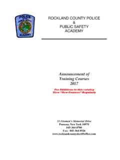 Announcement of Training Courses 2017 - Rockland Co Sheriff