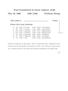 Final Examination in Linear Algebra: 18.06 Ma y Professor ...