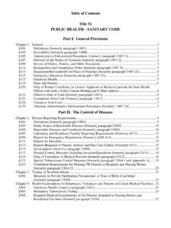 Table of Contents Title 51 PUBLIC HEALTH SANITARY CODE ...