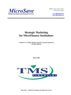 Strategic Marketing for MicroFinance Institutions