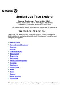 Student Job Type Explorer - Ontario