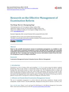 Research on the Effective Management of Examination Reform
