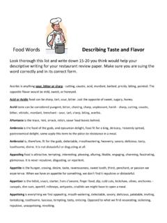 Food Words Describing Taste and Flavor