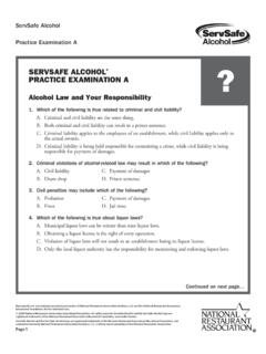 ServSafe alcohol Practice examination a