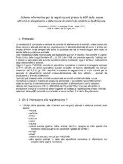 Schema informativo per la registrazione presso la ASP ...