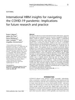 International HRM insights for navigating the COVID-19 ...