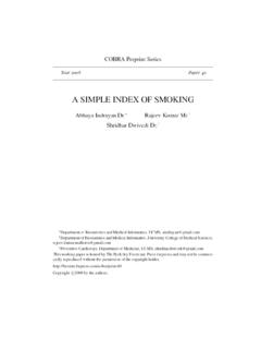 A SIMPLE INDEX OF SMOKING - Medical Biostatistics