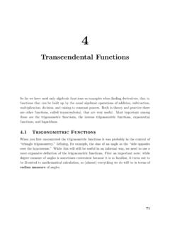 Transcendental Functions - Whitman College