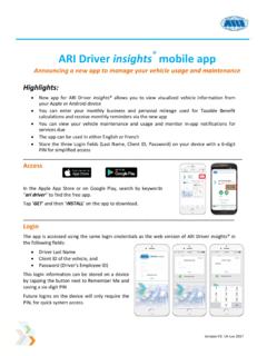 ARI Driver insights mobile app