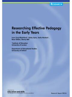 Researching Effective Pedagogy in the Early Years
