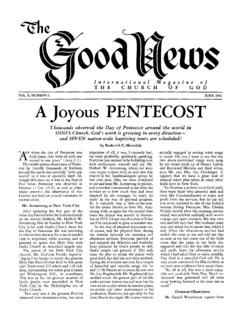 A Joyous PENTECOST - Herbert W. Armstrong